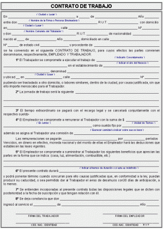 ejemplo de un contrato de trabajo
